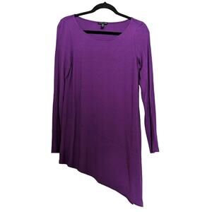 Eileen Fisher Asymmetrical Tunic Jersey Bateau Neck Long Sleeve Purple S New